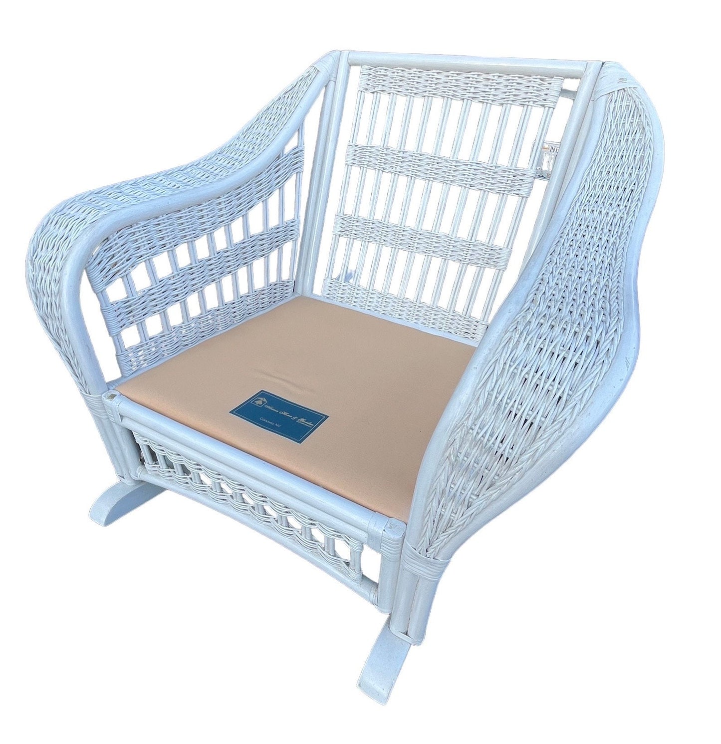 White Wicker Armchair Rocking Chair Vintage Patio Chair Modern Poolside White Chair Rocking Chair