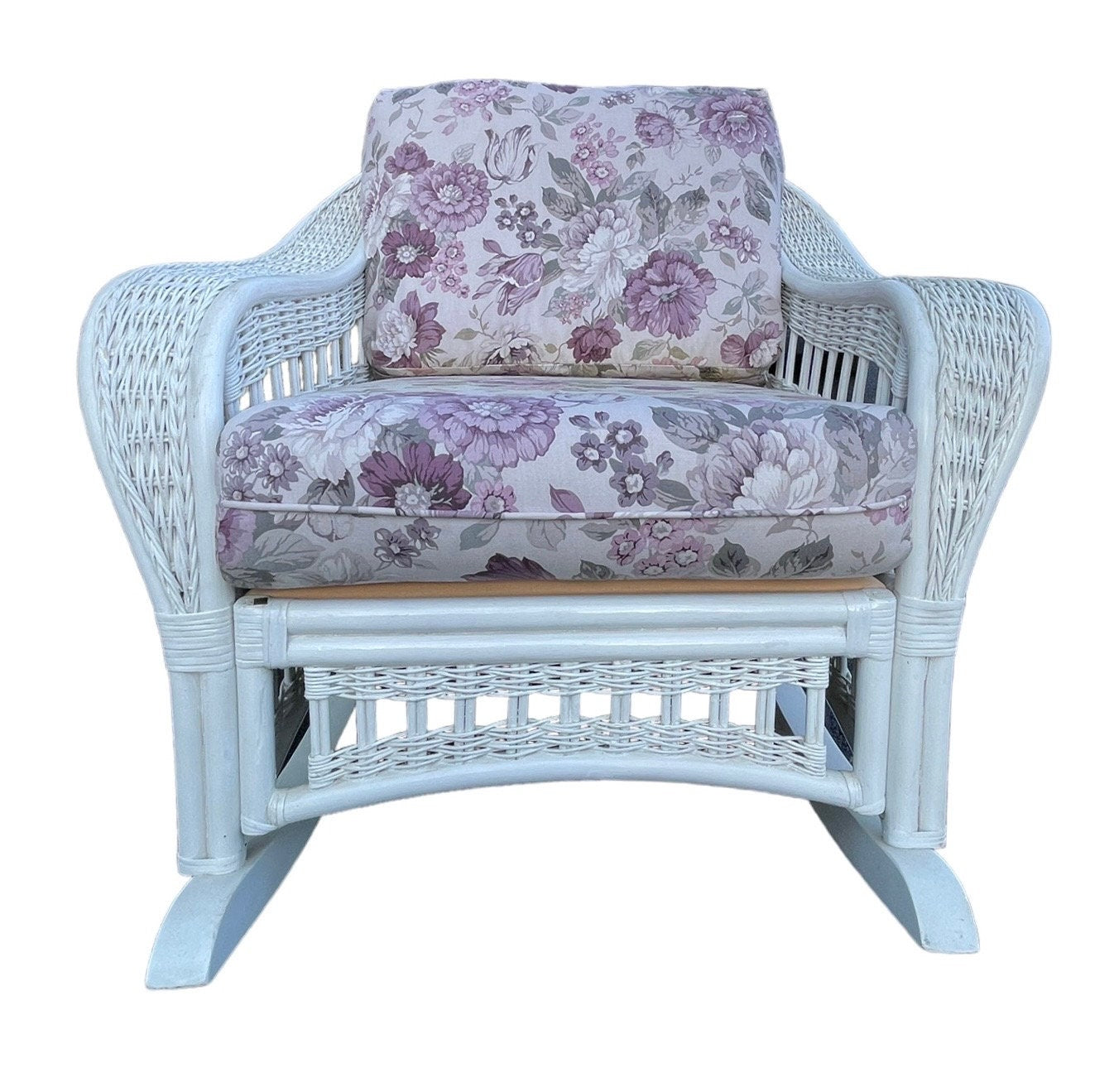 White Wicker Armchair Rocking Chair Vintage Patio Chair Modern Poolside White Chair Rocking Chair