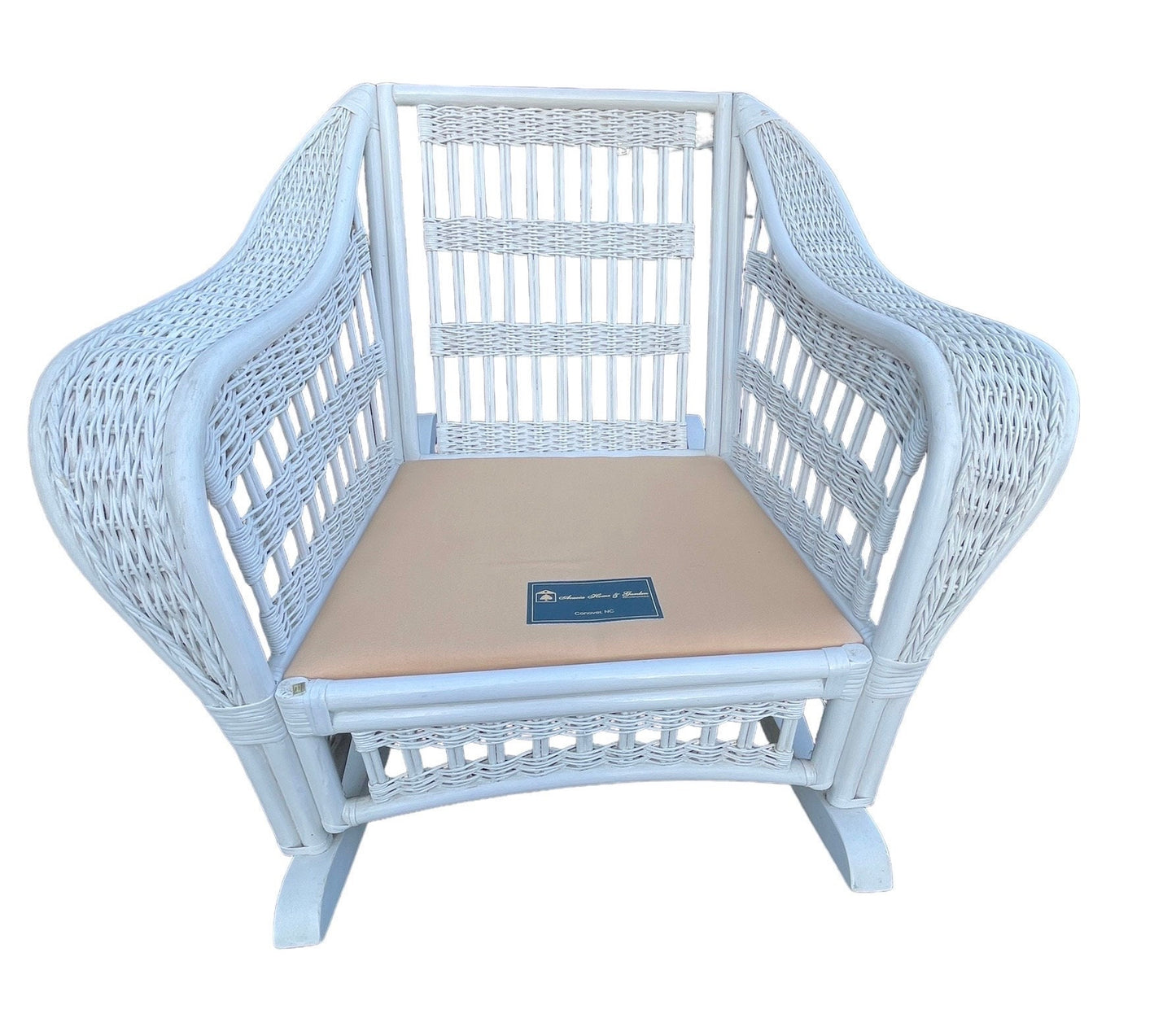 White Wicker Armchair Rocking Chair Vintage Patio Chair Modern Poolside White Chair Rocking Chair