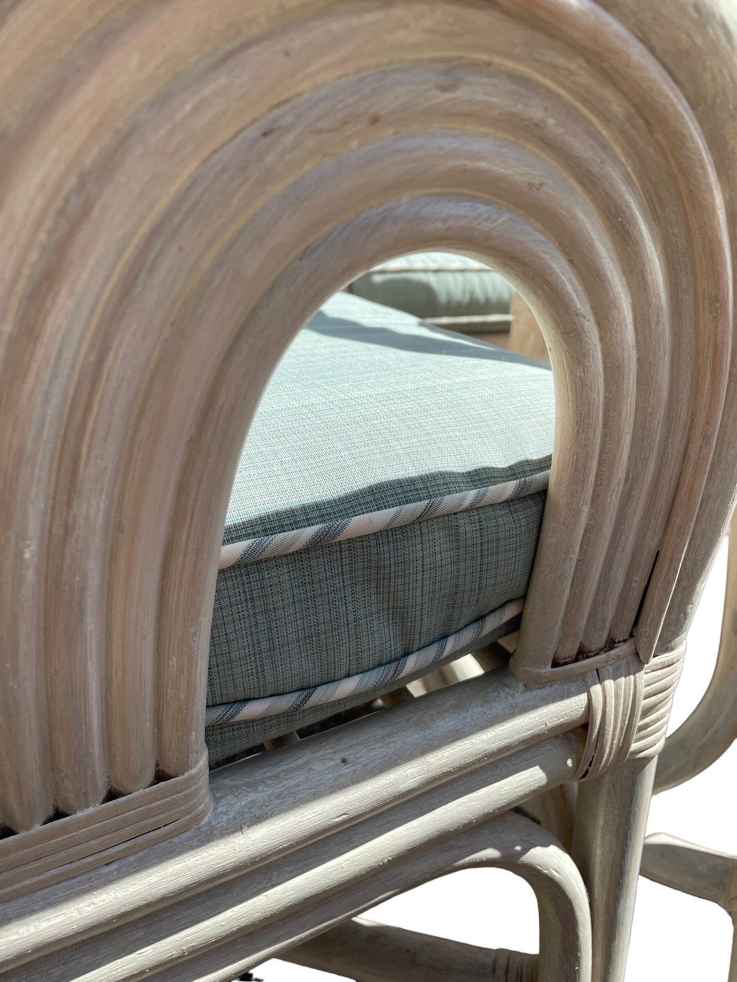 Vintage Dining Set Mid 20th Century Pencil Reed Cerused Rattan Dining Set in the Style of Gabriella Crespi