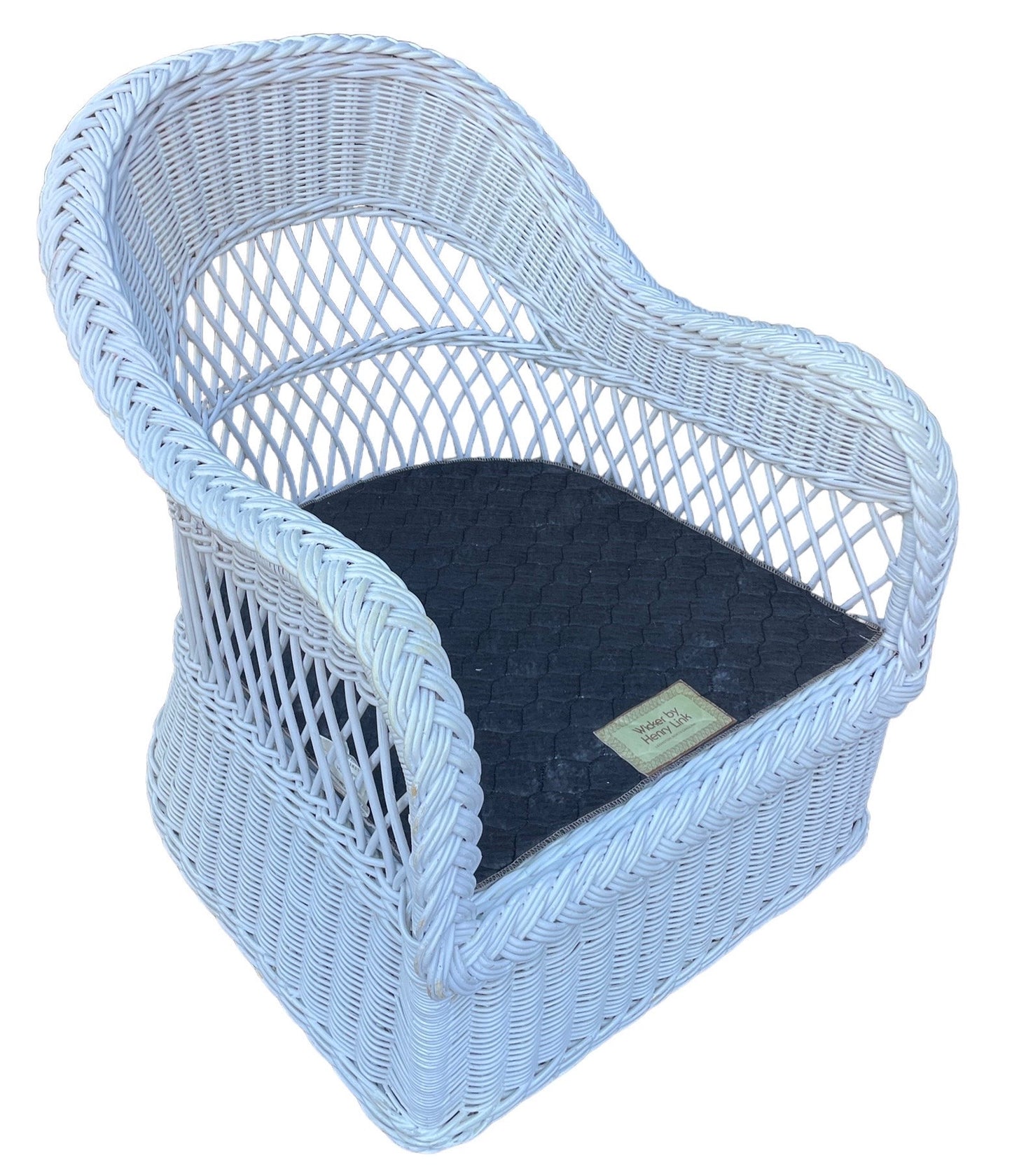White Wicker Armchair by Henry Link Patio Chair White Poolside Wicker Armchair Palm Beach Armchair with Sunbrella Upholstery