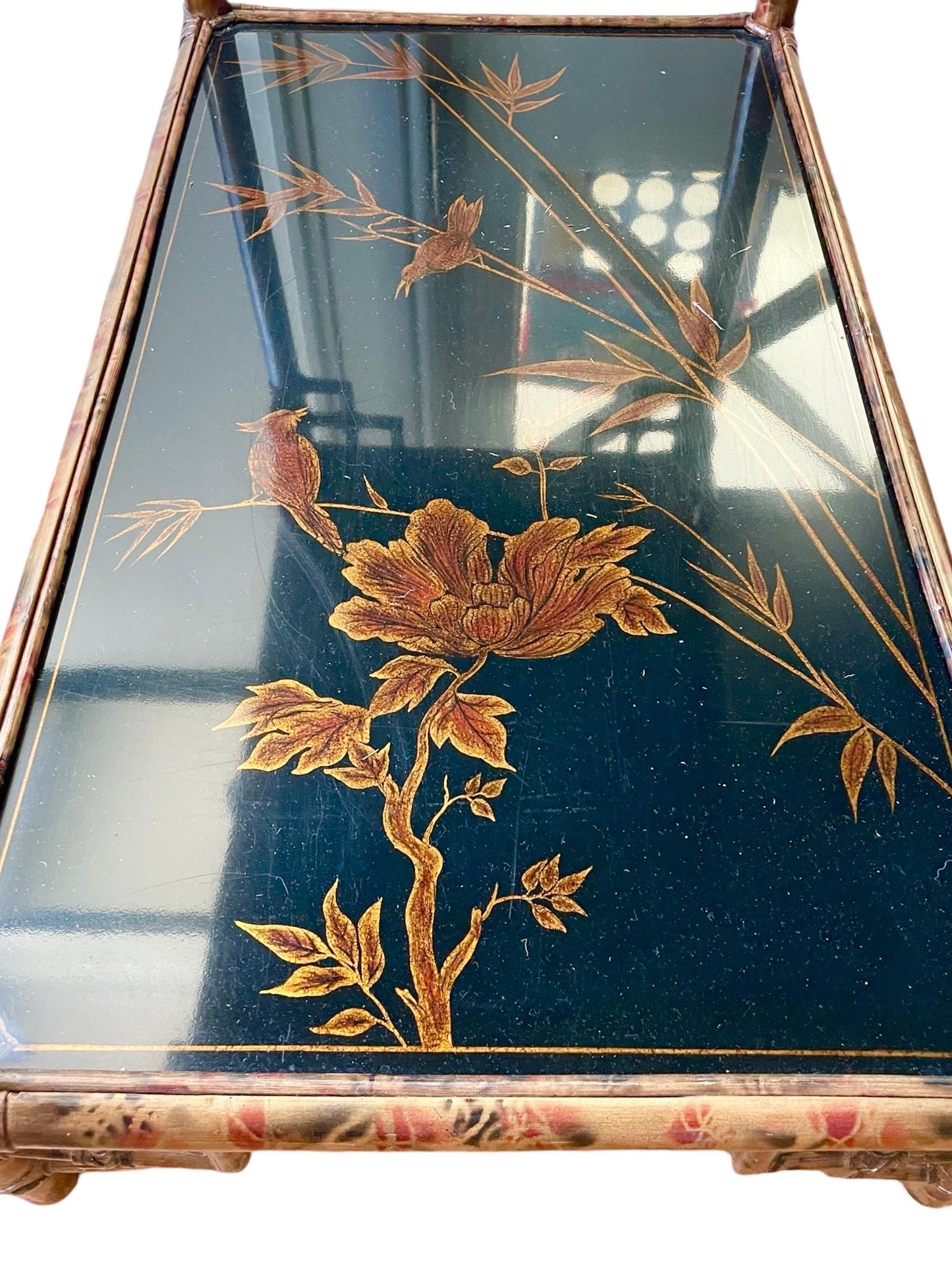 Maitland Smith Desk Vintage Chinoiserie Desk Hollywood Regency Entryway Lacquer Bamboo Desk