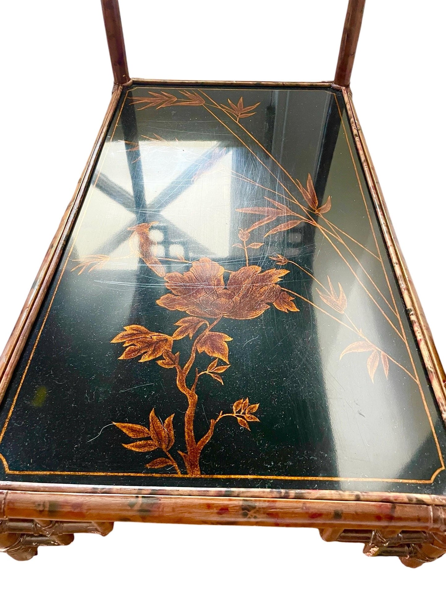 Maitland Smith Desk Vintage Chinoiserie Desk Hollywood Regency Entryway Lacquer Bamboo Desk