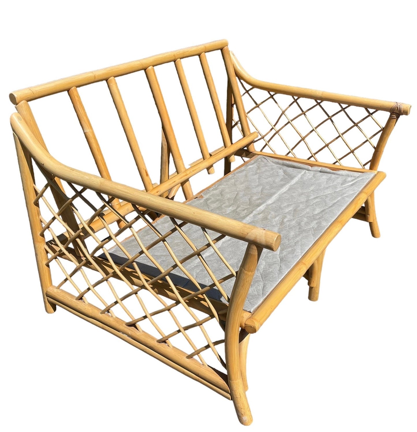 Vintage Rattan Couch Ficks Reed Style Patio Furniture Rattan Vintage Sofa Palm Beach Lattice Furniture Porch 2 Seater FREE SHIPPING