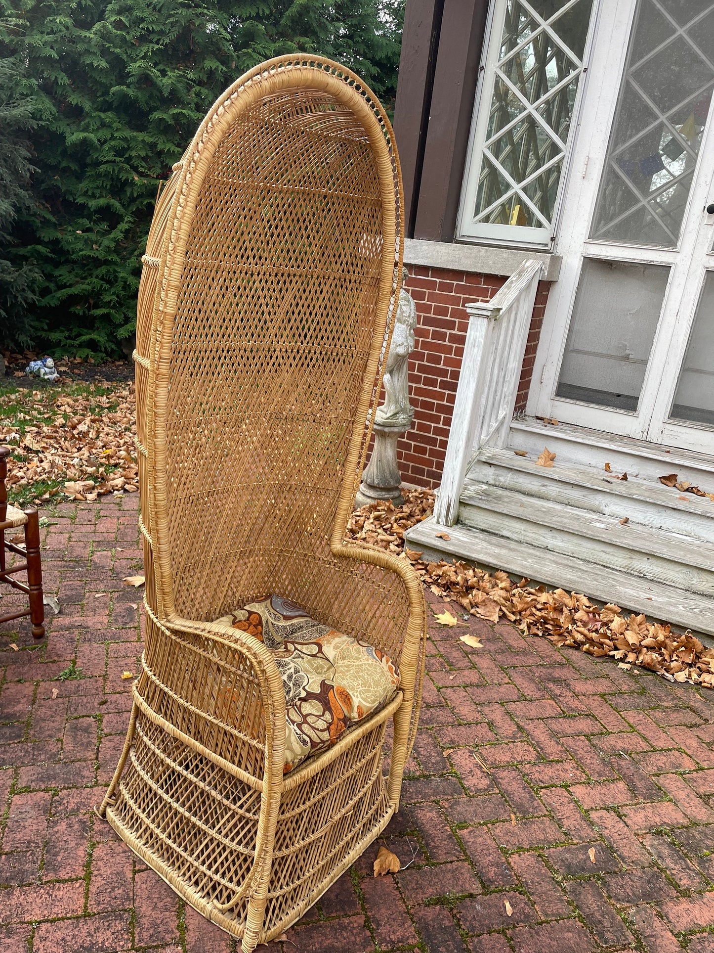 Vintage Peacock Chair Boho Accent Chair Wicker Canopy Peacock Hooded Rattan Throne