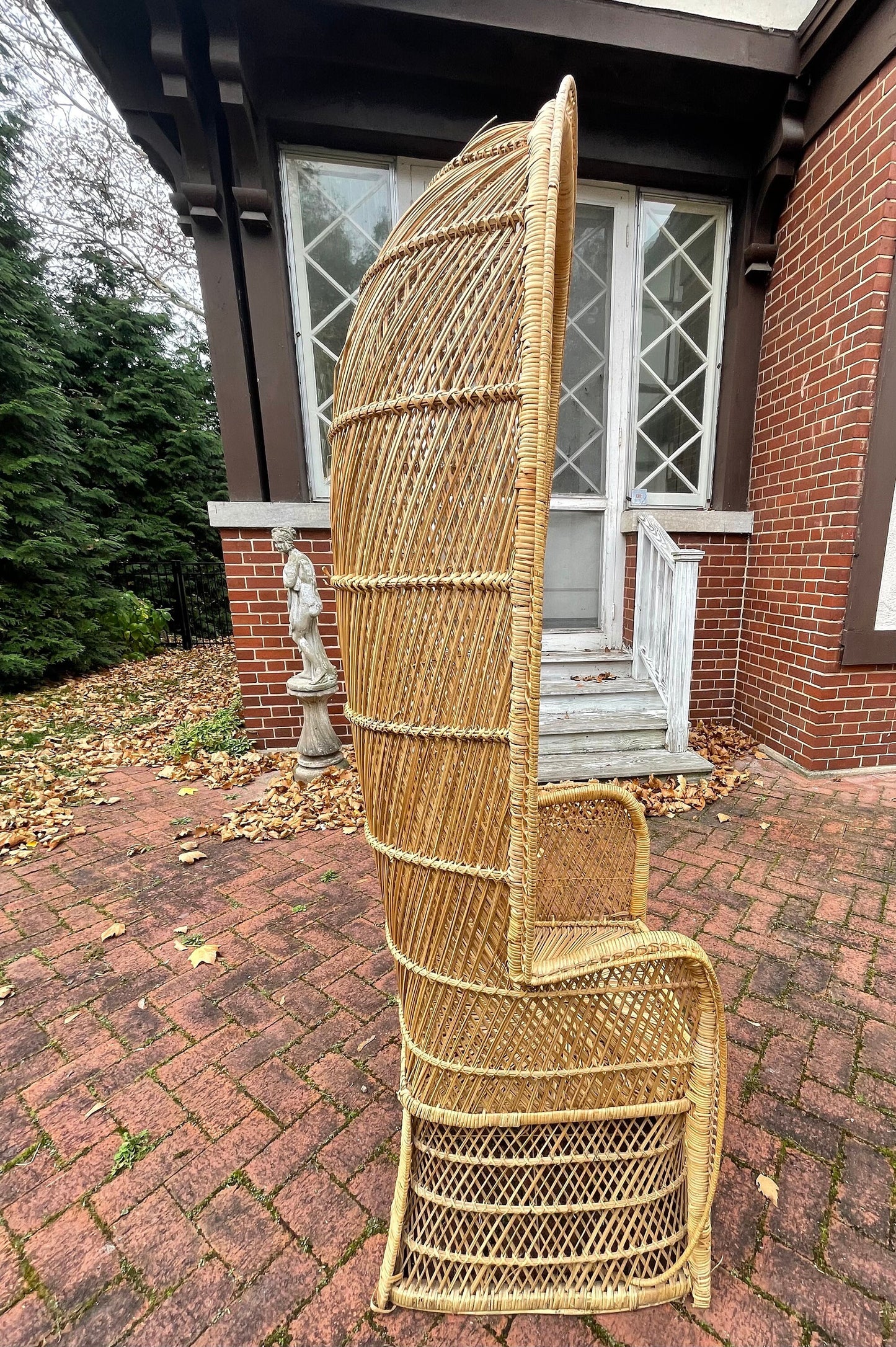 Vintage Peacock Chair Boho Accent Chair Wicker Canopy Peacock Hooded Rattan Throne