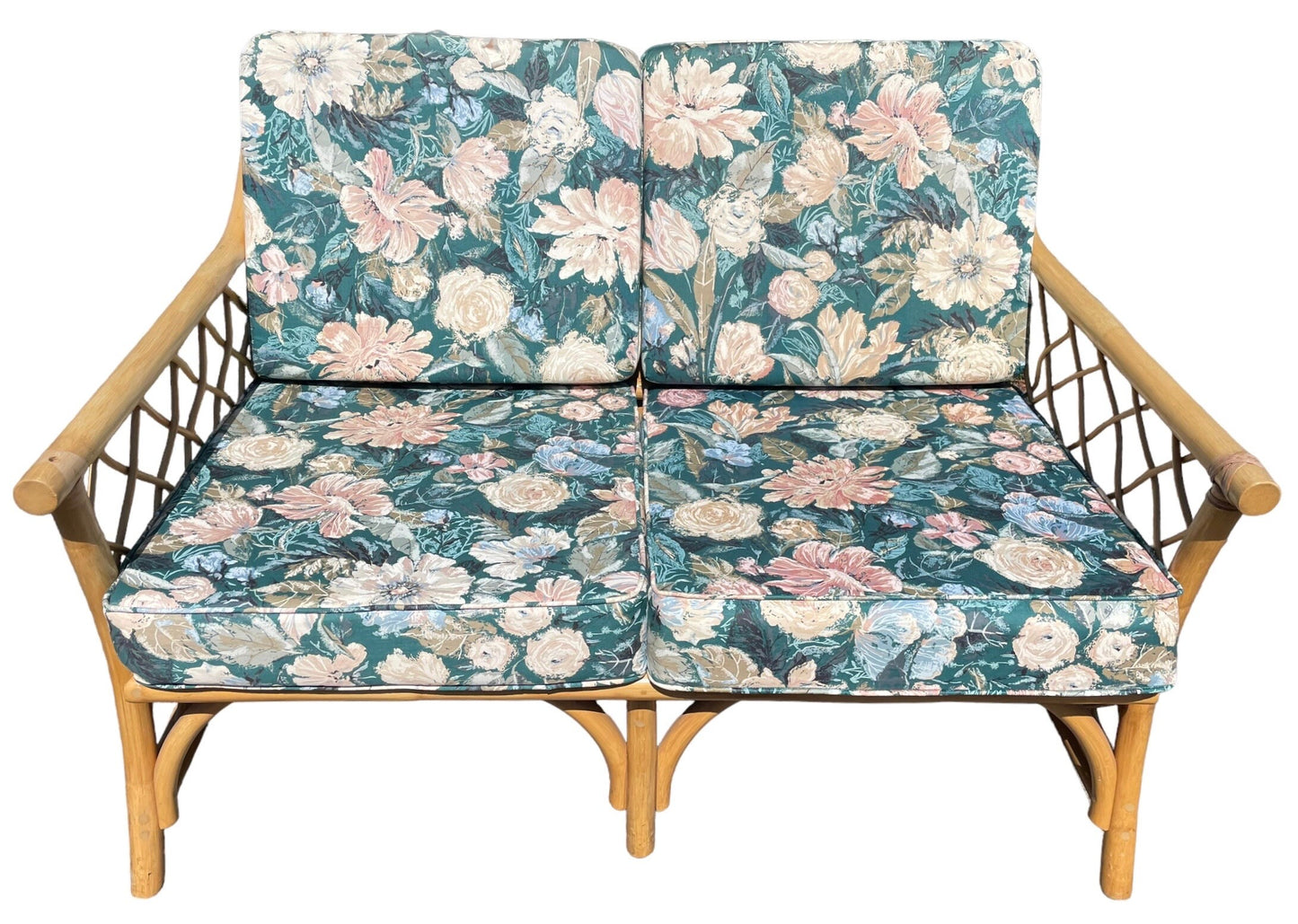 Vintage Rattan Couch Ficks Reed Style Patio Furniture Rattan Vintage Sofa Palm Beach Lattice Furniture Porch 2 Seater FREE SHIPPING