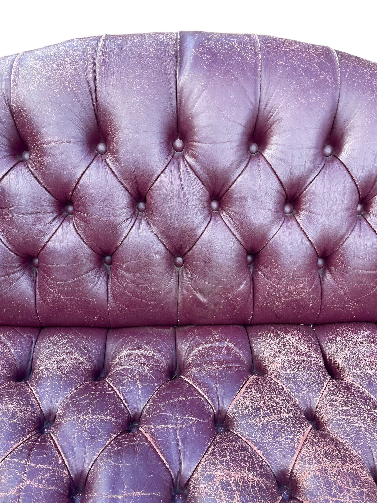 English Style Brown Leather Chesterfield Camelback Sofa with Brass Nailheads Distressed Vintage Leather Couch Sofa
