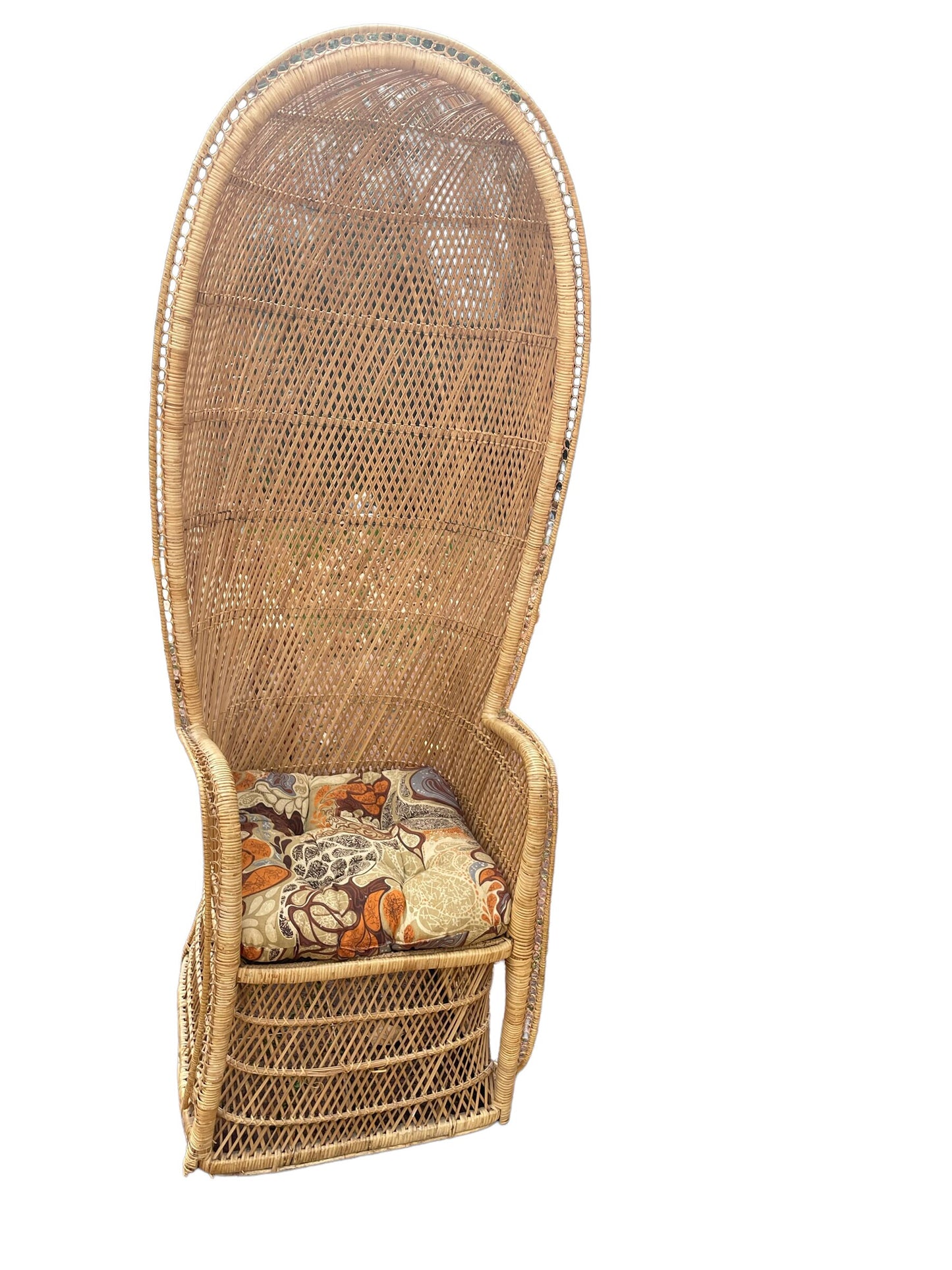 Vintage Peacock Chair Boho Accent Chair Wicker Canopy Peacock Hooded Rattan Throne