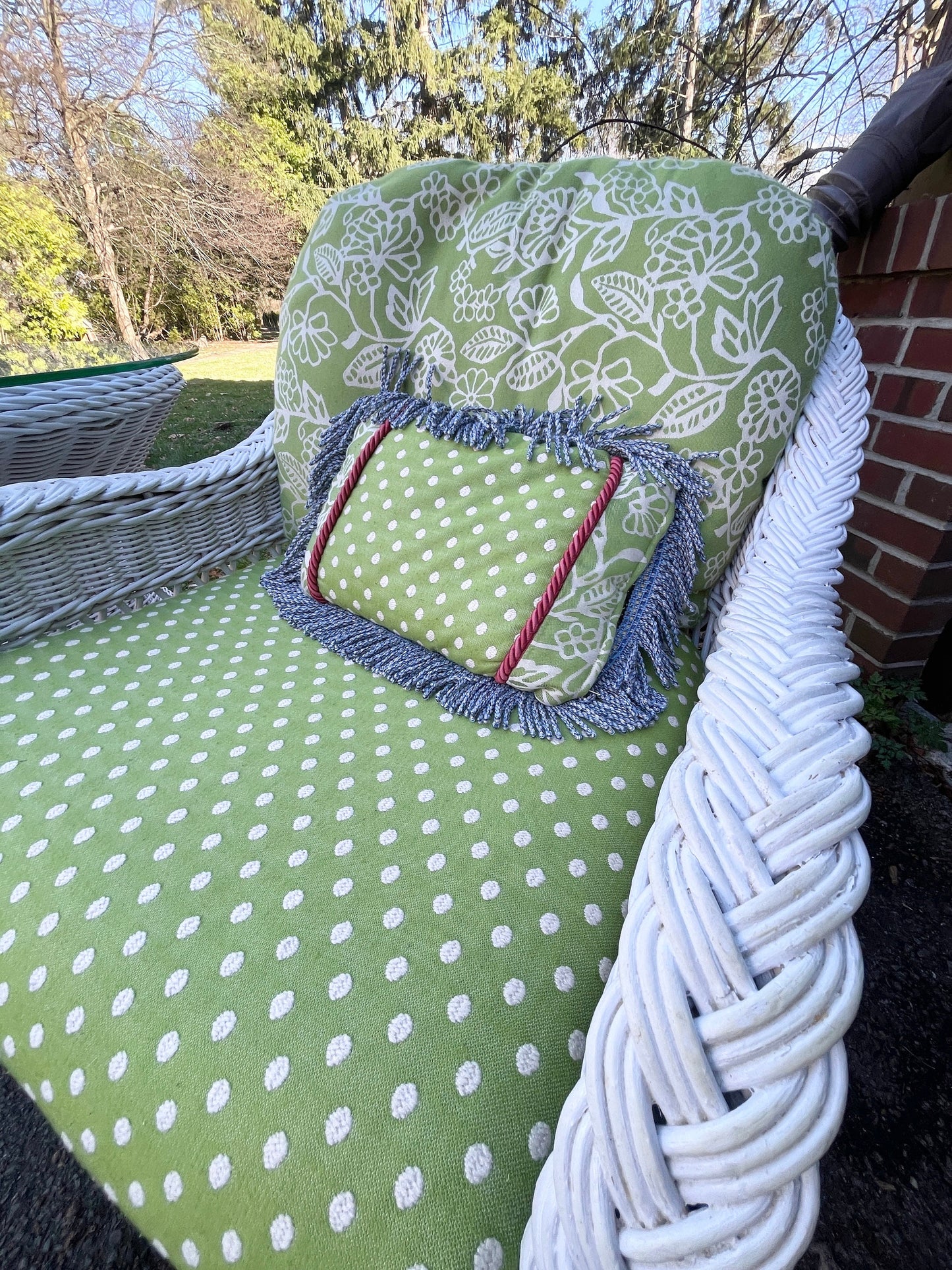 White Wicker Armchair by Henry Link Patio Chair White Poolside Wicker Armchair Palm Beach Armchair with Sunbrella Upholstery