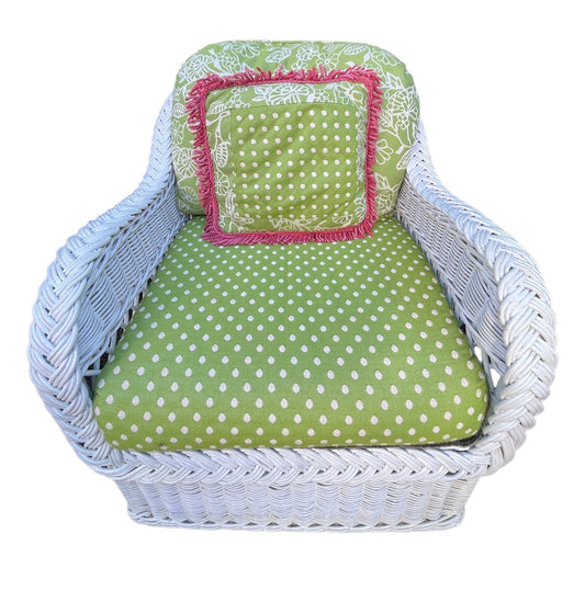 White Wicker Armchair by Henry Link Patio Chair White Poolside Wicker Armchair Palm Beach Armchair with Sunbrella Upholstery