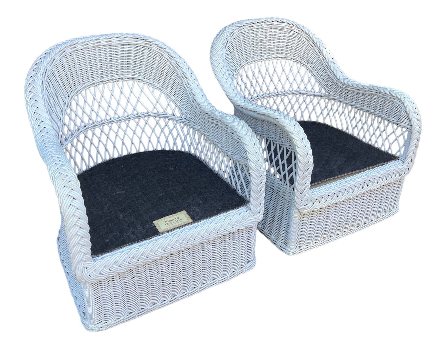 White Wicker Armchair by Henry Link Patio Chair White Poolside Wicker Armchair Palm Beach Armchair with Sunbrella Upholstery
