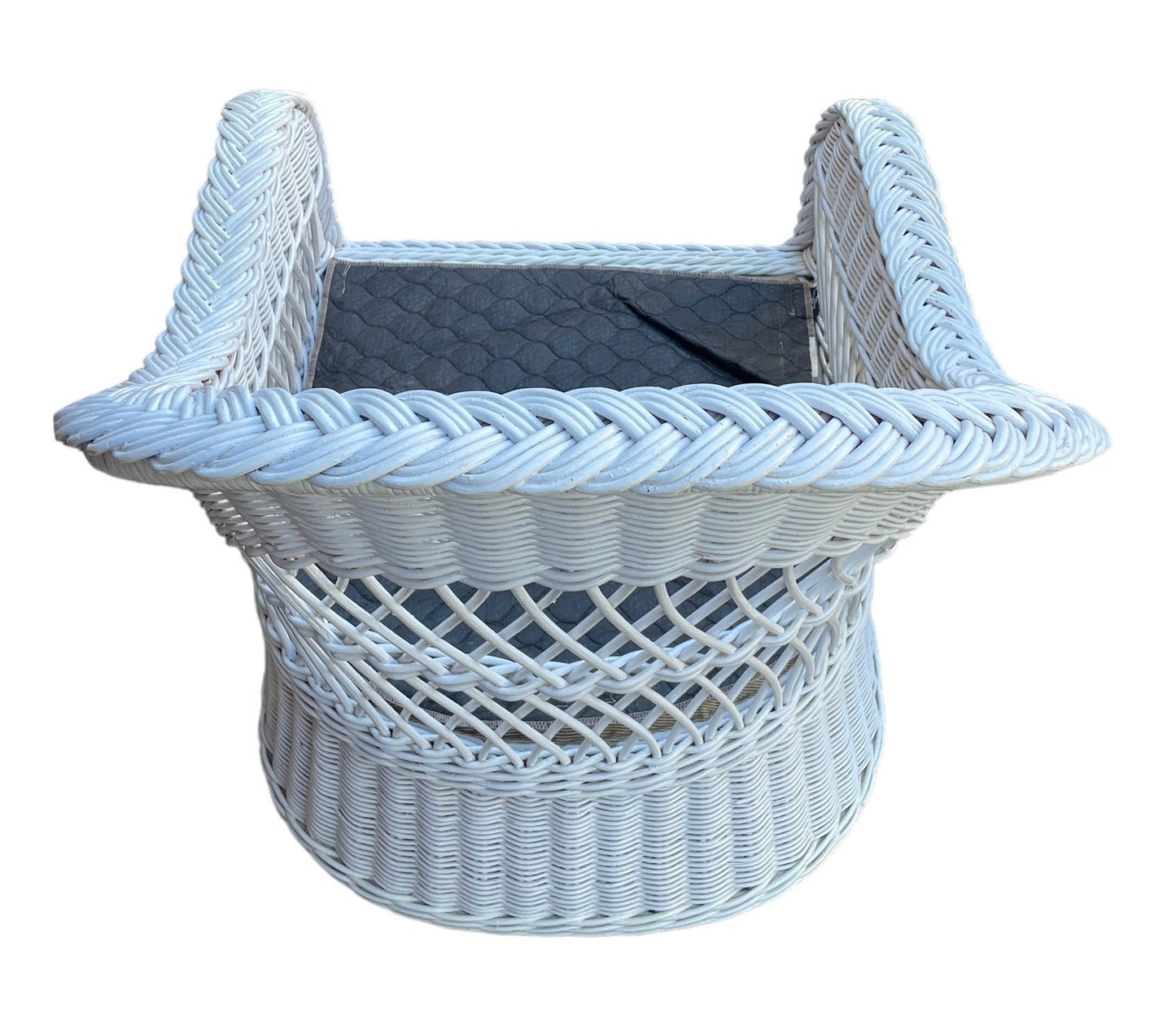 White Wicker Armchair by Henry Link Patio Chair White Poolside Wicker Armchair Palm Beach Armchair with Sunbrella Upholstery