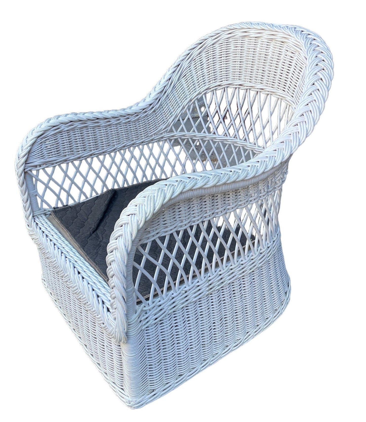 White Wicker Armchair by Henry Link Patio Chair White Poolside Wicker Armchair Palm Beach Armchair with Sunbrella Upholstery
