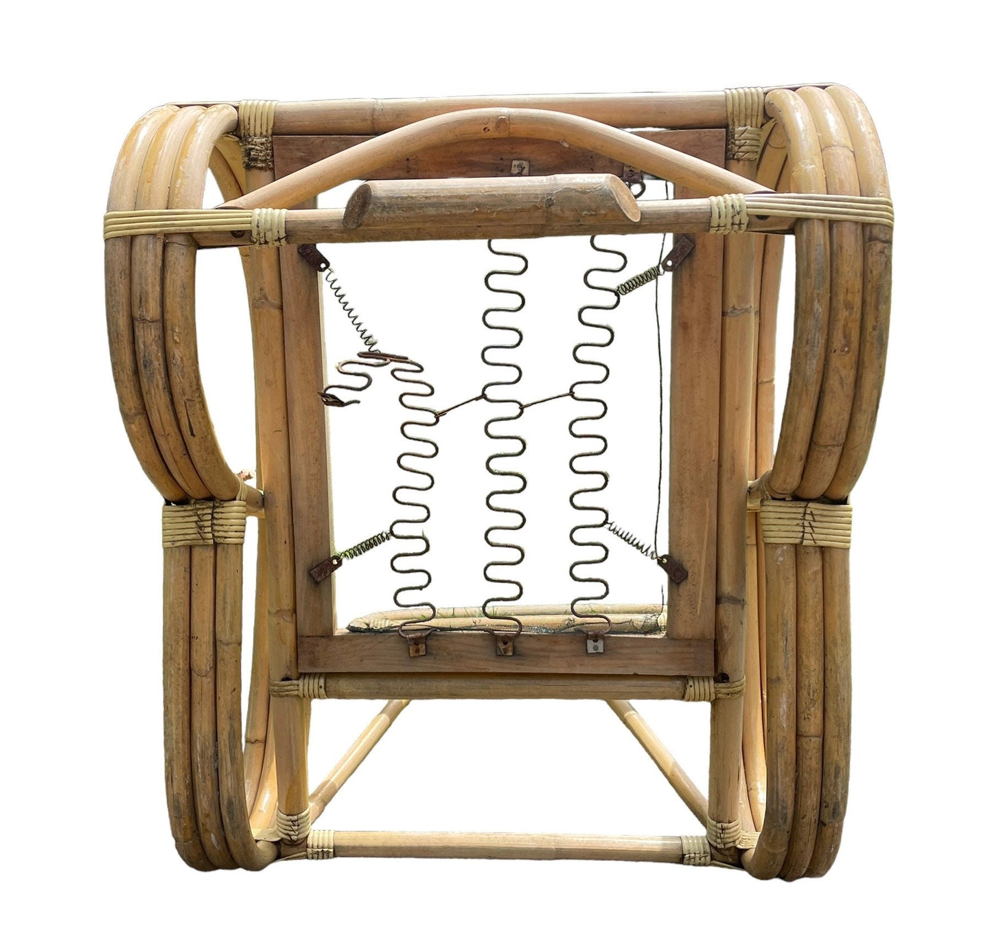 Vintage Paul Frankl Style Pretzel Armchair Pair Chairs Rattan Armchairs Iconic Pair of Patio Chairs