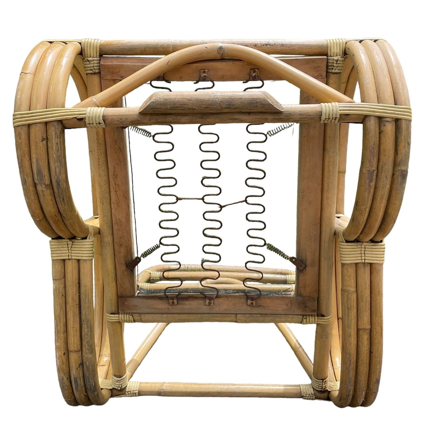 Vintage Paul Frankl Style Pretzel Armchair Pair Chairs Rattan Armchairs Iconic Pair of Patio Chairs