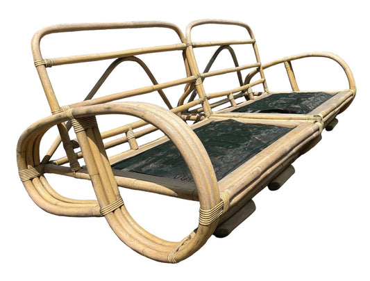 Patio Couch Vintage Paul Frankl Style Pretzel Sofa Couch Rattan Midcentury Modern Iconic Pretzel Couch
