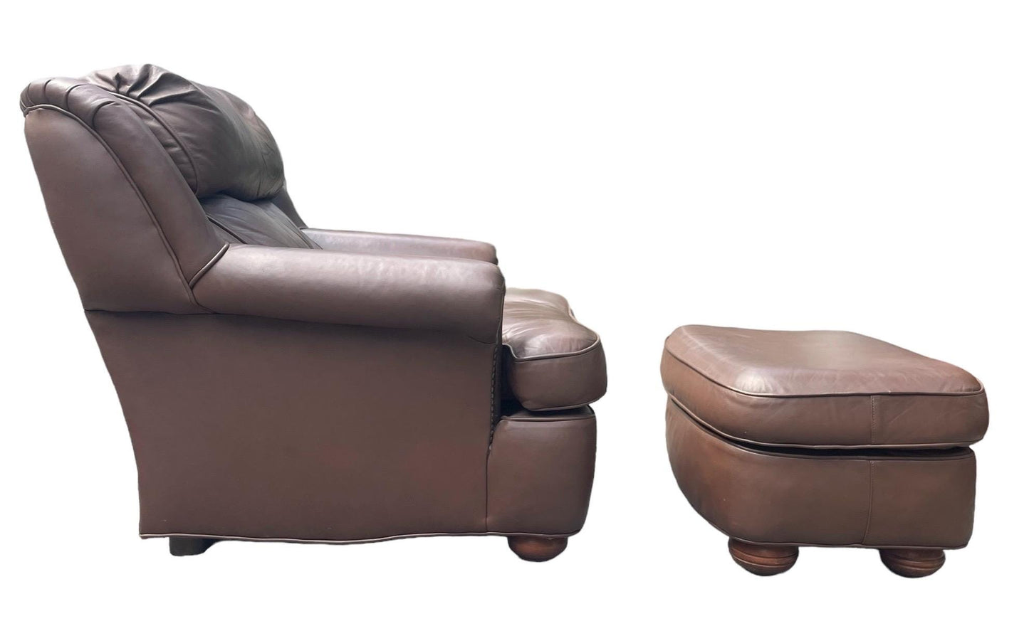 Brown Leather Armchair Leather Club Chair With Ottoman in the style of Restoration Hardware Leather Armchair Plus Ottoman