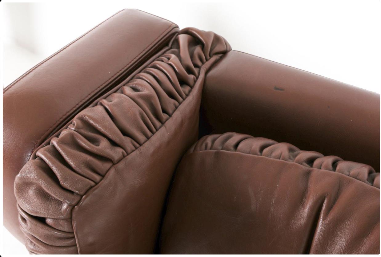 Pair Leather Armchairs Brown Leather Winged Back Arm Chairs in the Style of Børge Mogensen Danish Armchairs Brown Leather Pair